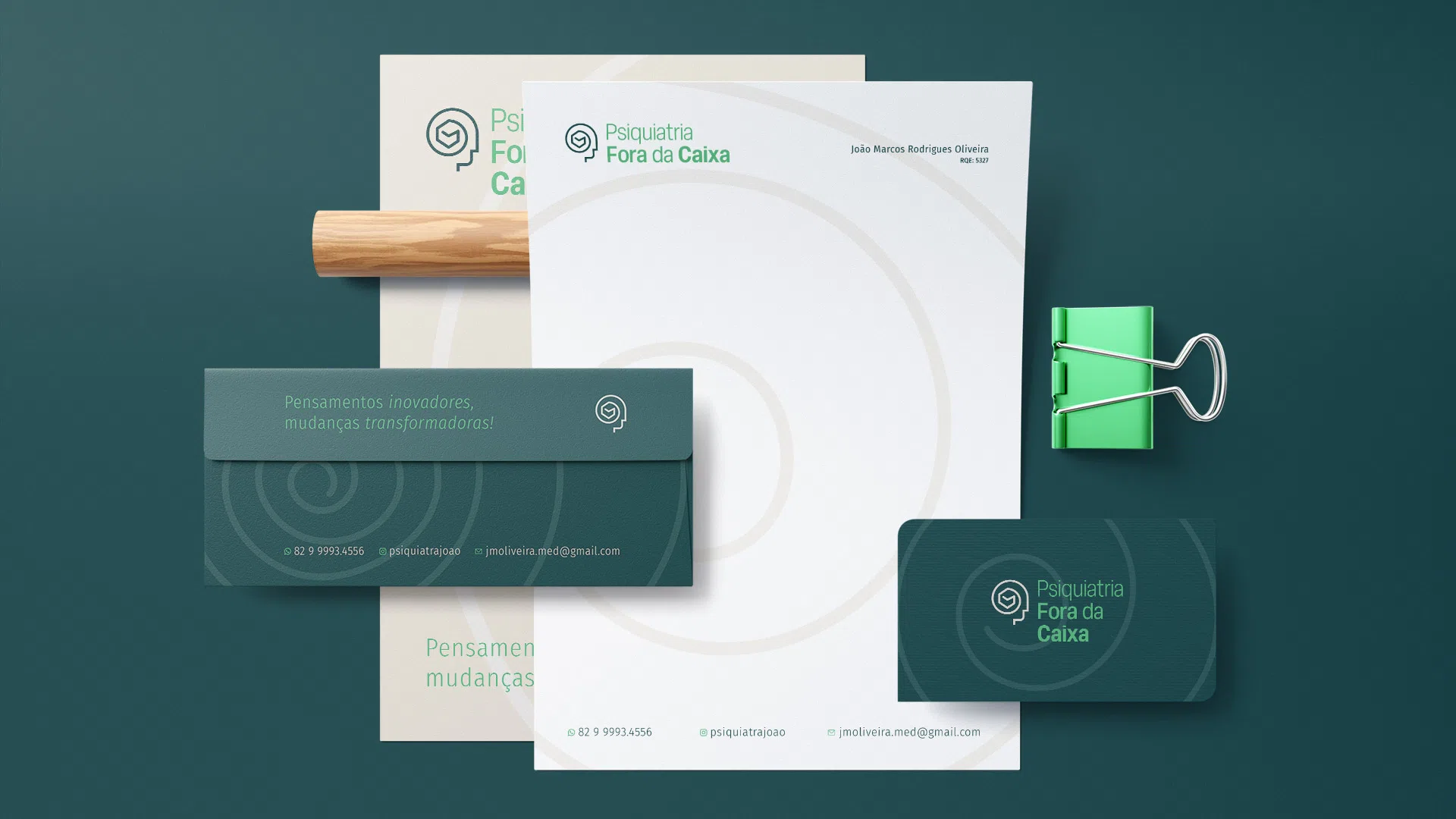 Psiquiatria Fora da Caixa — logo fundo verde